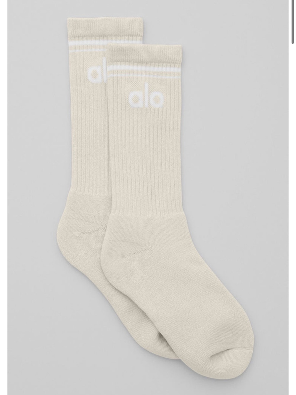 NWT ALO Unisex Throwback Sock, Bone/White, size M